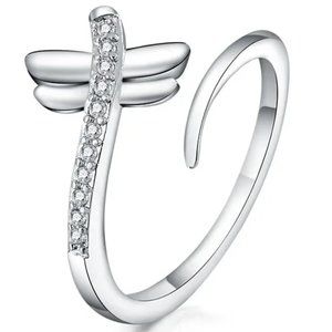 925 Sterling Silver Adjustable Ring Fly Simple Minimalist Gift